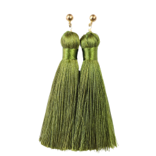 Earrings Tassel Olive Green 