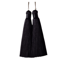 Earrings Tassel Black Long