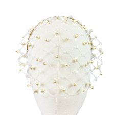  Bridal Headband Face Veil Netty White