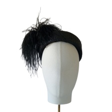 Pillbox Hat Black Swan Feathers