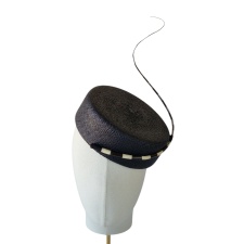 Pillbox Hat Black Swan Stripes
