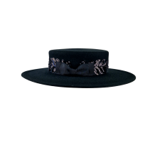 Boater Hat Black Leaf