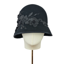 Felt Cloche Hat Edith Black