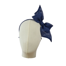 Headband Sinamay Bow Navy Blue