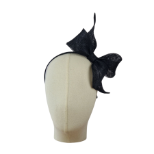 Headband Sinamay Bow Black