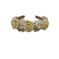 Headband Pearls&Roses Ivory