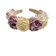  Headband Pearls&Roses Pink